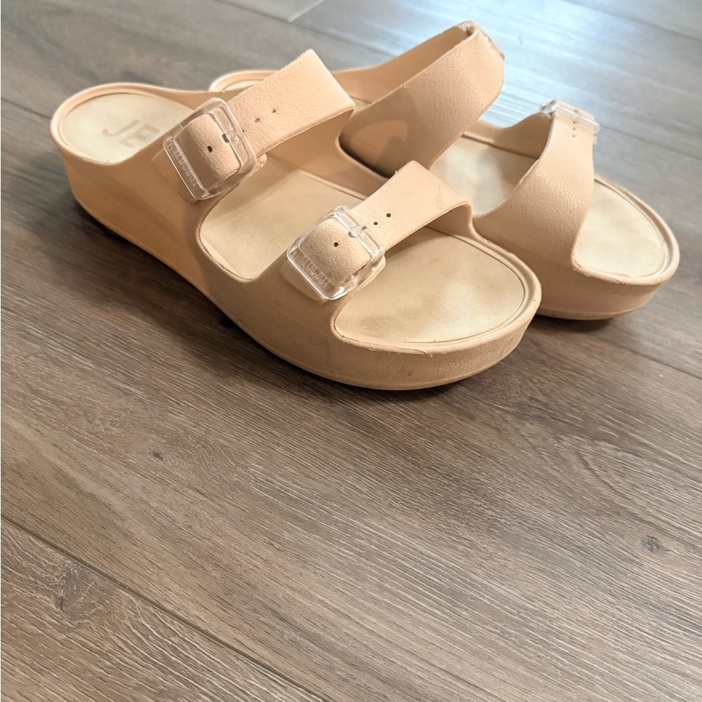 Lemon Jelly Platform Slide Sandals with Buckle Straps